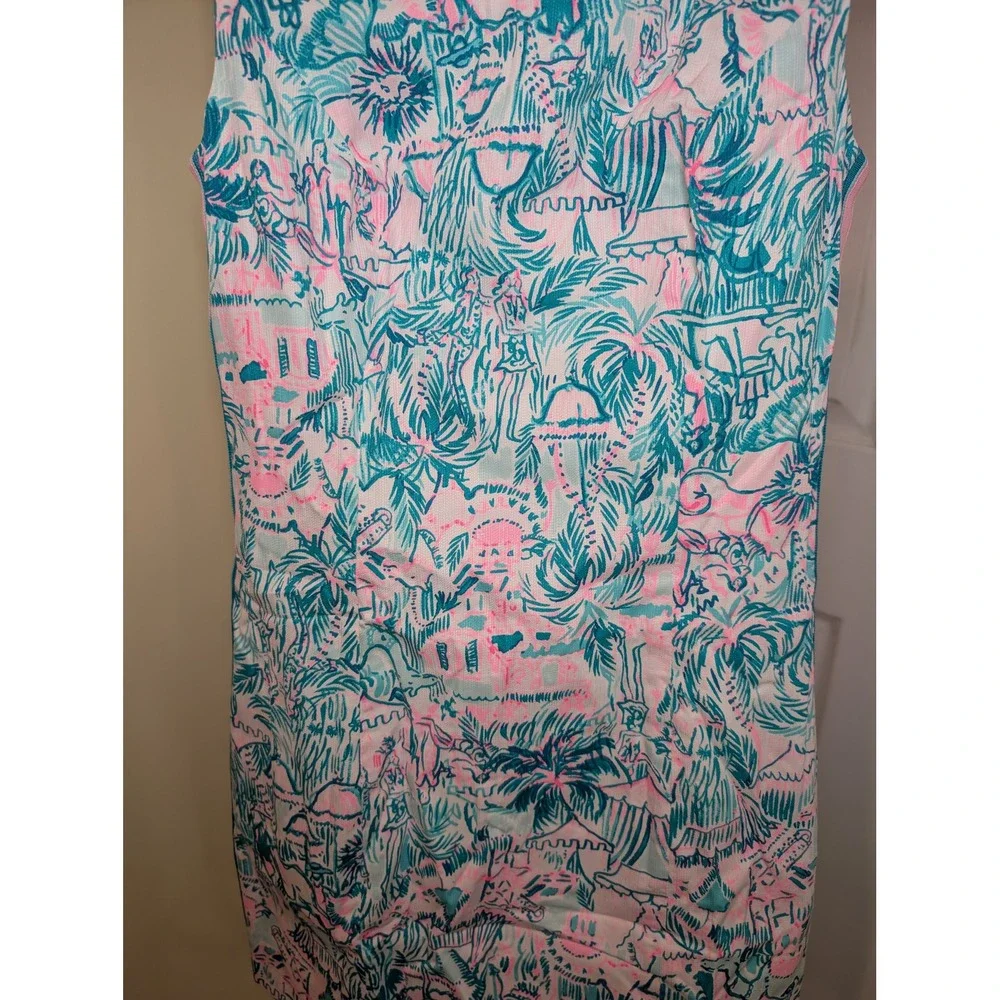 Lilly Pulitzer Mila Shift Dress Agate Green Camelflage Bamboo Zip - Size 00 - Picture 3 of 6